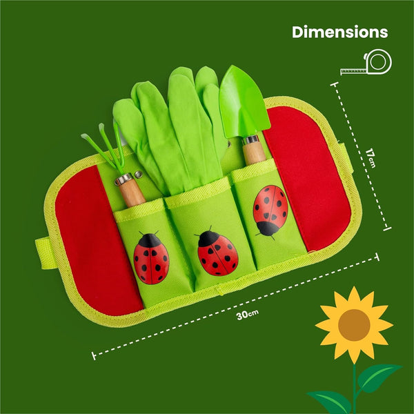 Bigjigs Toys Kids Gardening Set Belt - 4pc Garden Tools Set with Kids Gardening Gloves, Spade & Fork, Quality Outdoor Toys