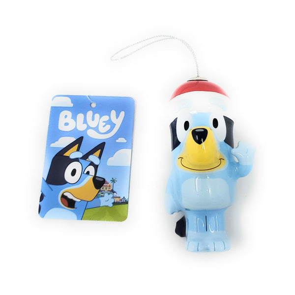Kurt S. Adler 3.5" Bluey With Santa Hat Decoupage Christmas Ornament - Officially Licensed Holiday Tree Decoration