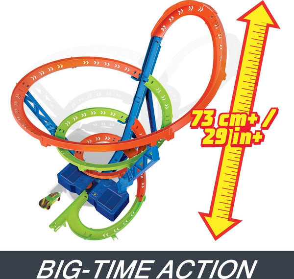 Hot Wheels Action Spiral Speed Crash Track Set, Powered by Motorized Booster 29-in Tall Track with 1:64 Scale Toy Car, Ages 5+