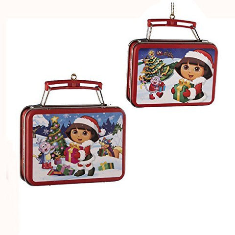 Kurt S. Adler Dora the Explorer Mini Lunch Box Ornament - Official Licensed Dora the Explorer Metal Holiday Tree Decoration, 3.25″ Multicolor