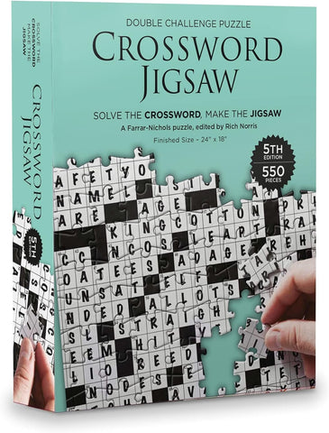 Dual Challenge Crossword Jigsaw Puzzle 5th Edition - 2 in 1 Fun Educational Interactive Brain Building for Adults & Families, 550 Pieces