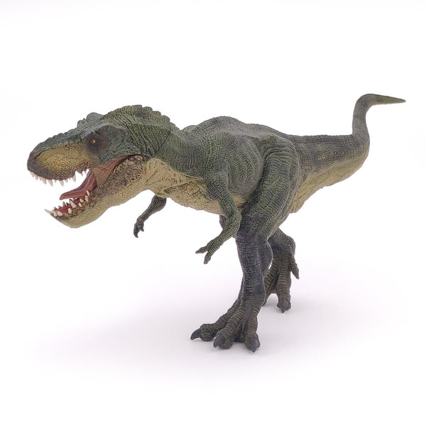 Papo Green Running T-Rex Dinosaur Figure - Realistic Hand-Painted PVC Tyrannosaurus Rex with Articulated Jaw (55027)