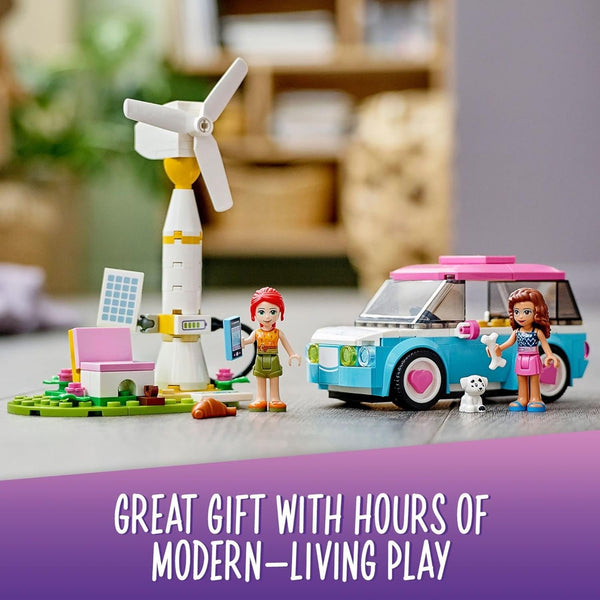 LEGO Friends Olivia's Electric Car Toy 41443 Vehicle for Girls, Boys and Kids 6 Plus Years Old, with Mia Mini-Doll & Puppy Figure Eco Education Playset