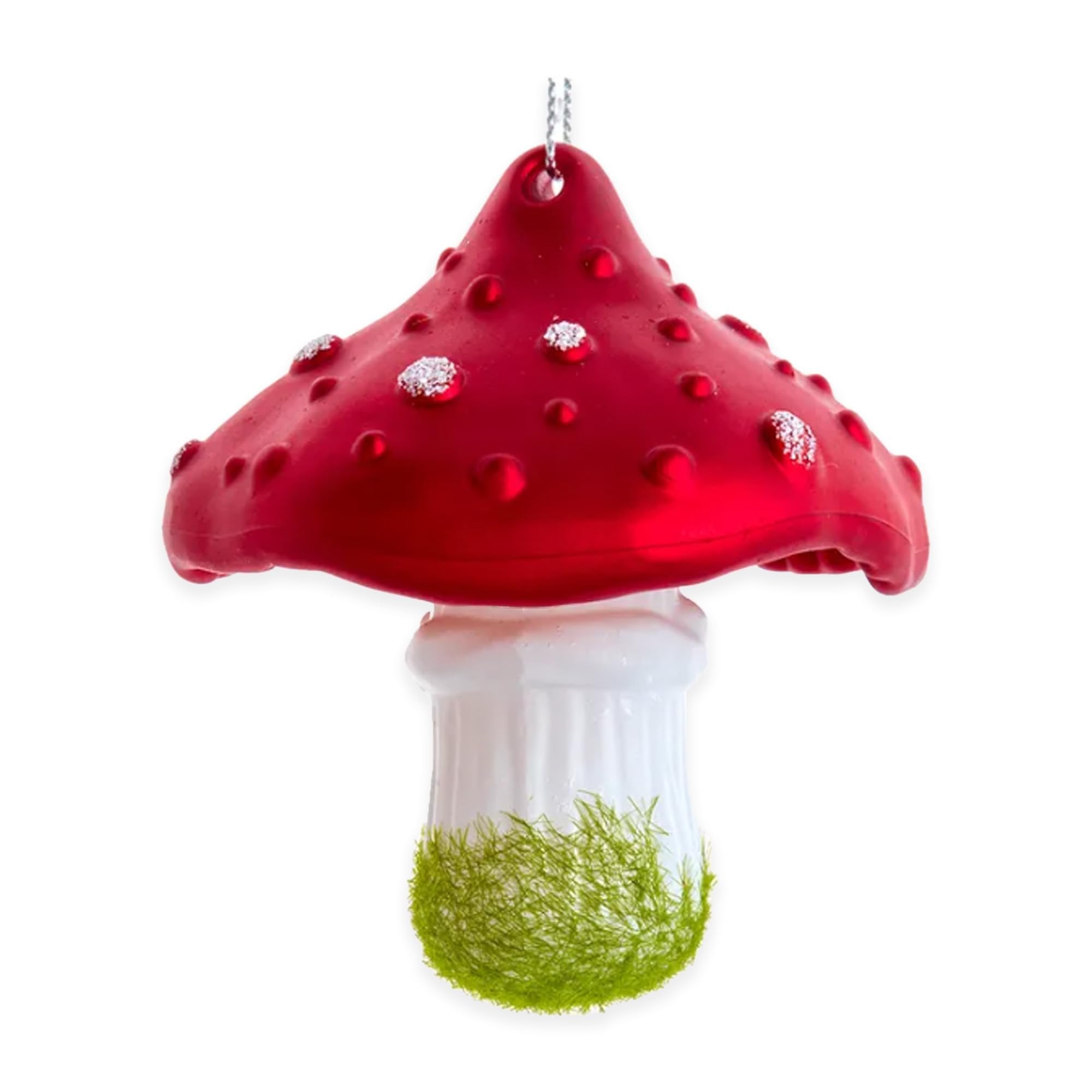 Kurt Adler T3510 Shimmering Glitter Mushroom Rosy Red and White 3.6 Inch Acrylic Hanging Christmas Decoration Ornament