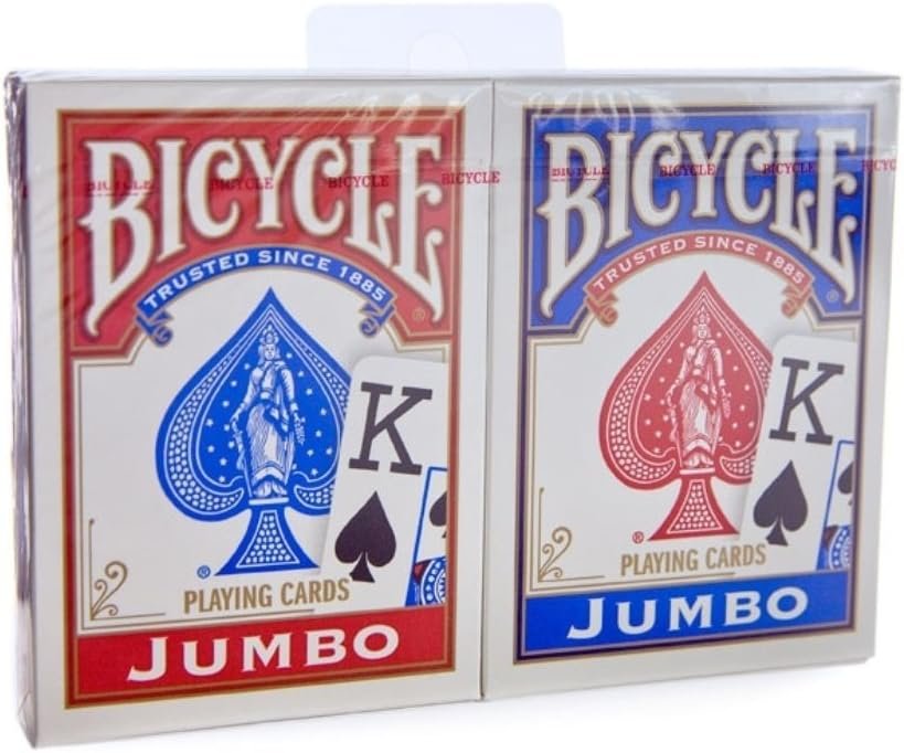 Bicycle Jumbo Index Rider Back Playing Cards, Red and Blue, 2 Count