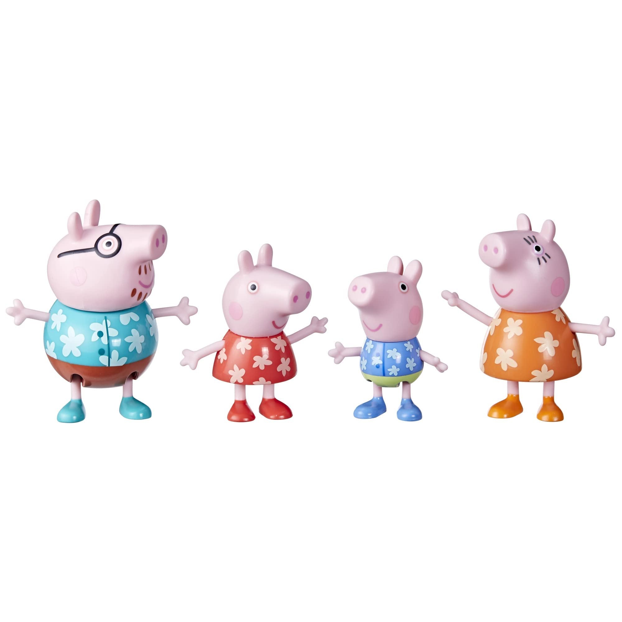 Peppa Pig Toys Peppa's Family Holiday, 4 Family Figures in Tropical Holiday Outfits, Preschool Toys for Ages 3+