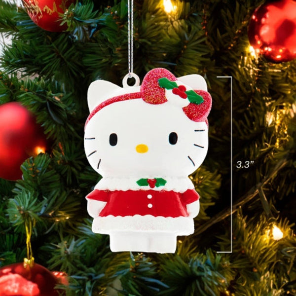 Kurt S. Adler 3.5" Hello Kitty Christmas Ornaments Officially Licensed Holiday Christmas Dress 2-Piece Set