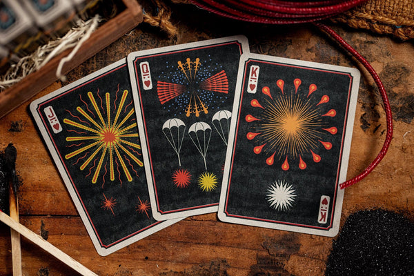Kings Wild Project Flower Of Fire Luxury Playing Cards - Standard Edition, Poker Size Custom Index, Firework-Themed Collectible Deck