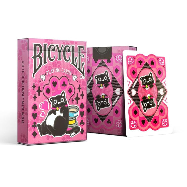 Bicycle Kawaii Cat Playing Cards – Cute Anime Feline Themed Deck with Custom Court Cards & Fluorescent UV Ink, Poker Size, Pink