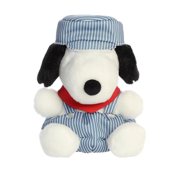 Aurora® Adorable Peanuts® Palm Pals™ Train Engineer Snoopy™ Stuffed Animal - Officially Licensed Toys for All Snoopy Fans - Nostalgic Gift for Adults and Birthday Celebrations - Blue 5 Inches