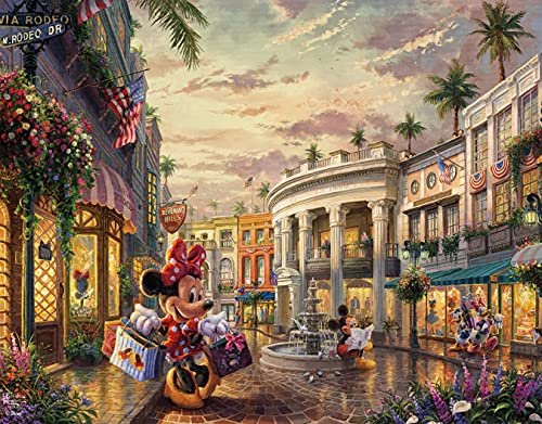 Ceaco - 4 in 1 Multipack - Thomas Kinkade - Disney Dreams Collection - Tangled, Mickey and Minnie Mouse, Dumbo, & The Little Mermaid - (4) 500 Piece Jigsaw Puzzles , Blue