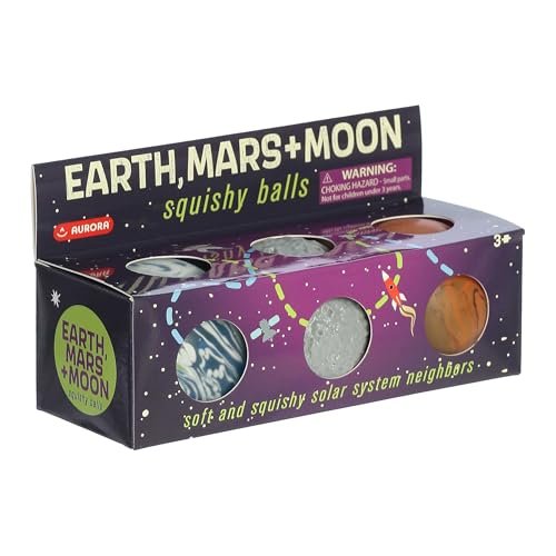 Aurora® Toys Engaging Earth, Moon, and Mars Balls Toy - Endless Fun - Screen-Free Entertainment - Multicolor 3.5 Inches