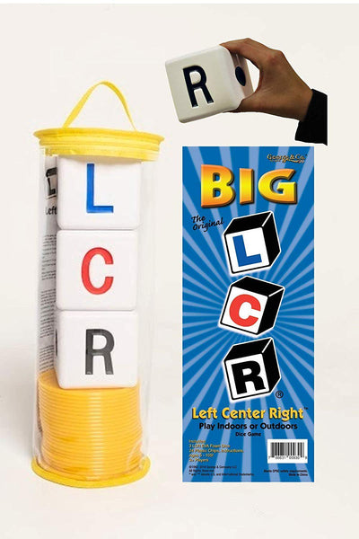 LCR Big Left Center Right™ Dice Game - Oversized 3.5" Foam Dice, Zip Bag (Yellow)
