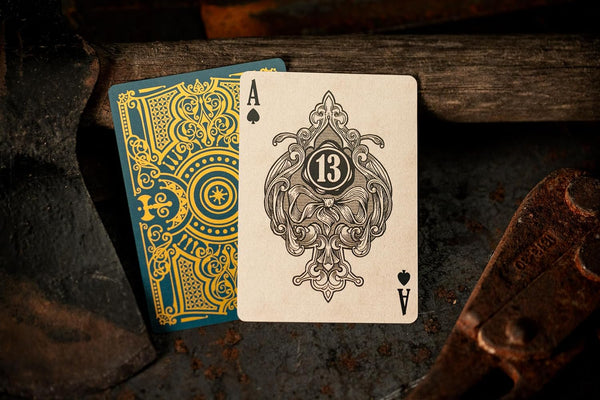 Kings Wild Project Battle Axe Luxury Playing Cards - Special Edition Blue Gilded, Poker Size, Custom Index, Numbered Collectible Deck