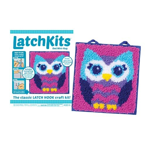 LatchKits – Owl Latch Hook Kit – Easy-to-Learn Craft Project – No Sewing Or Cutting – For Ages 6+