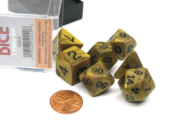 Koplow Games Gold Olympic Polyhedral Dice Set, 7 Piece RPG Dice Set for DND and Tabletop Games