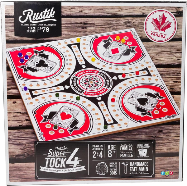 Rustik: 4-Player Tock Pachisi Game - 20" Board - Handmade Wooden Playing Board & Components, Classic Family Strategy Game, Ages 8+, 2-4 Players