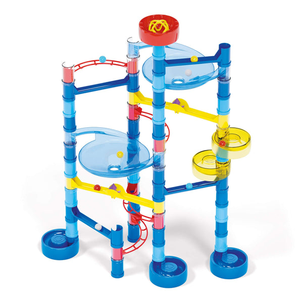 Quercetti - Migoga Run - Ocean - 93pc Marble Ball Run, Track Building Toy, Slide-Bridges-Spirals-Pipes, Colorful STEM Construction Playset, Kids 5+