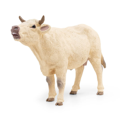 Papo Charolais Cow Mooing Figure (51158) - Realistic Hand-Painted Farm Animal Toy - Collectible Educational Farmyard Figurine for Kids Ages 3+