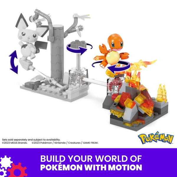 MEGA Pokémon Charmander's Fire-Type Spin Building Toys Set with 81 Pieces, 1 Poseable Character and Motion, Ages 6+
