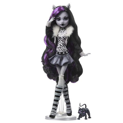 Monster High Reel Drama Doll, Clawdeen Wolf in Black and White, Collectible Reproduction with Doll-Size and Life-Size Posters, Horror Flick Theme