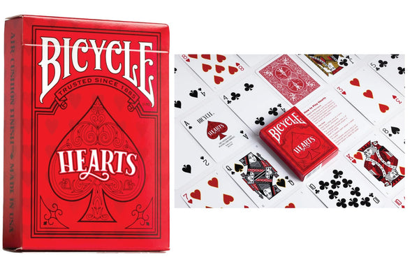 Bicycle Playing Cards 6 Deck Rider Back Red Hearts Collector's Bundle | 6 Decks Playing Cards with Highlighted Cards and Rules for The Game of Hearts.