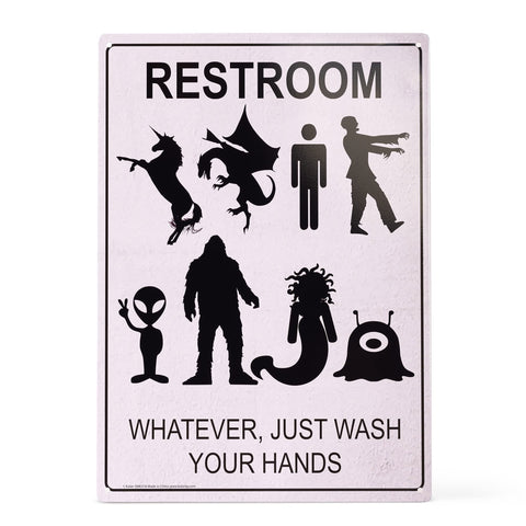 Just Wash Your Hands Metal Sign - Easy-to-Hang Wall Decor - Fun Tin Signs for Man Cave - Metal Dorm Room Decorations, Garage Signs, and Man Cave Signs