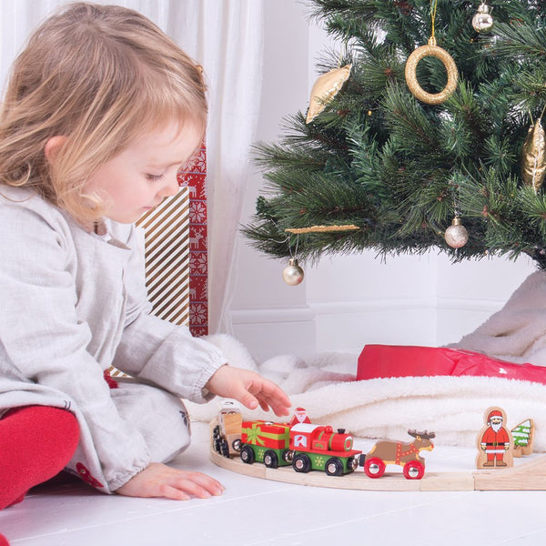 Bigjigs Rail Christmas Train - Other Major Wooden Rail Brands are Compatible
