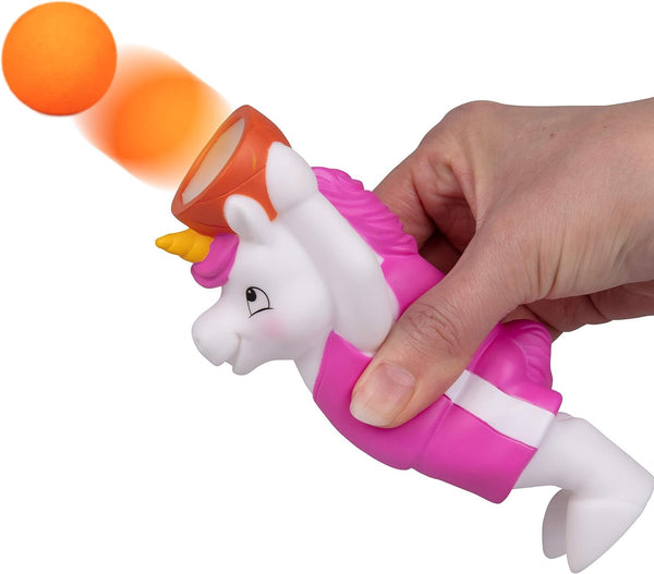 Hog Wild Sports Basketball Unicorn Popper Toy - Shoot Foam Balls Up to 20 Feet - 6 Balls Included - Age 4+