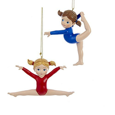 Kurt S. Adler Gymnast Girl Ornaments – Set of 2 Resin Gymnastics Christmas Tree Ornaments, Approx. 4.25″