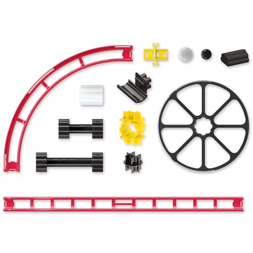 Quercetti Roller Coaster mini rail Set -150pc, 8 meters, Kids ages 6-12, Building Blocks for Marbles Game Maze Tracks , Red