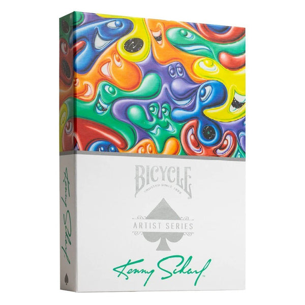Bicycle Artist Series Kenny Scharf Playing Cards Box Set, 2 Deck Collectible Poker Card Set with Book-Style Gift Box, Purple/Orange