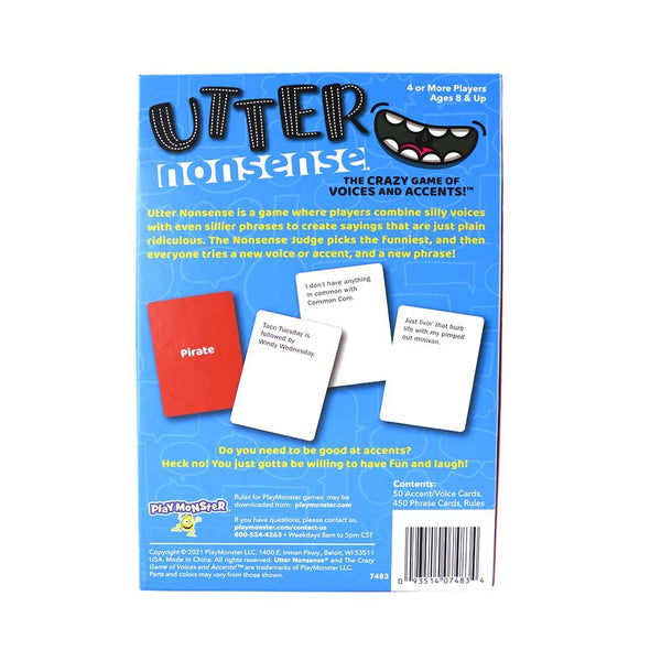 PlayMonster Utter Nonsense - The Crazy Game of Voices and Accents - Ridiculous Family Fun - 4+ Players Ages 8+