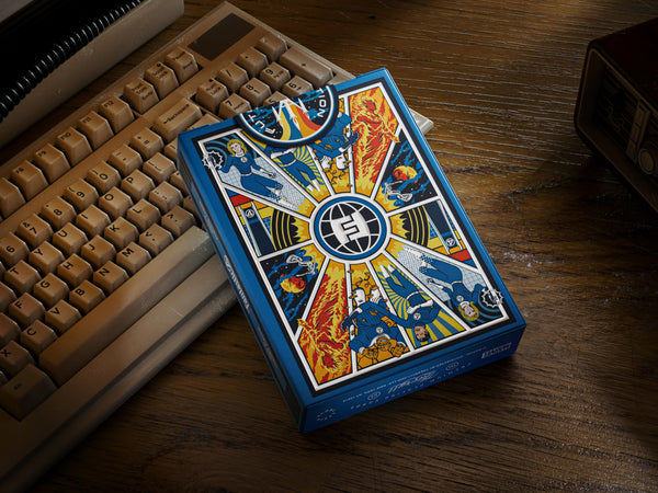 theory11 Marvel Fantastic Four Premium Playing Cards, Poker Size Standard Index, Retro Futuristic Design, Embossed Tuck Box, Luxury Collectible Deck