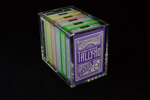 Carat X6 Clear Acrylic Half Brick Playing Card Deck Case, Magnetic 6 Deck Storage Display Holder for Collectible Poker Cards