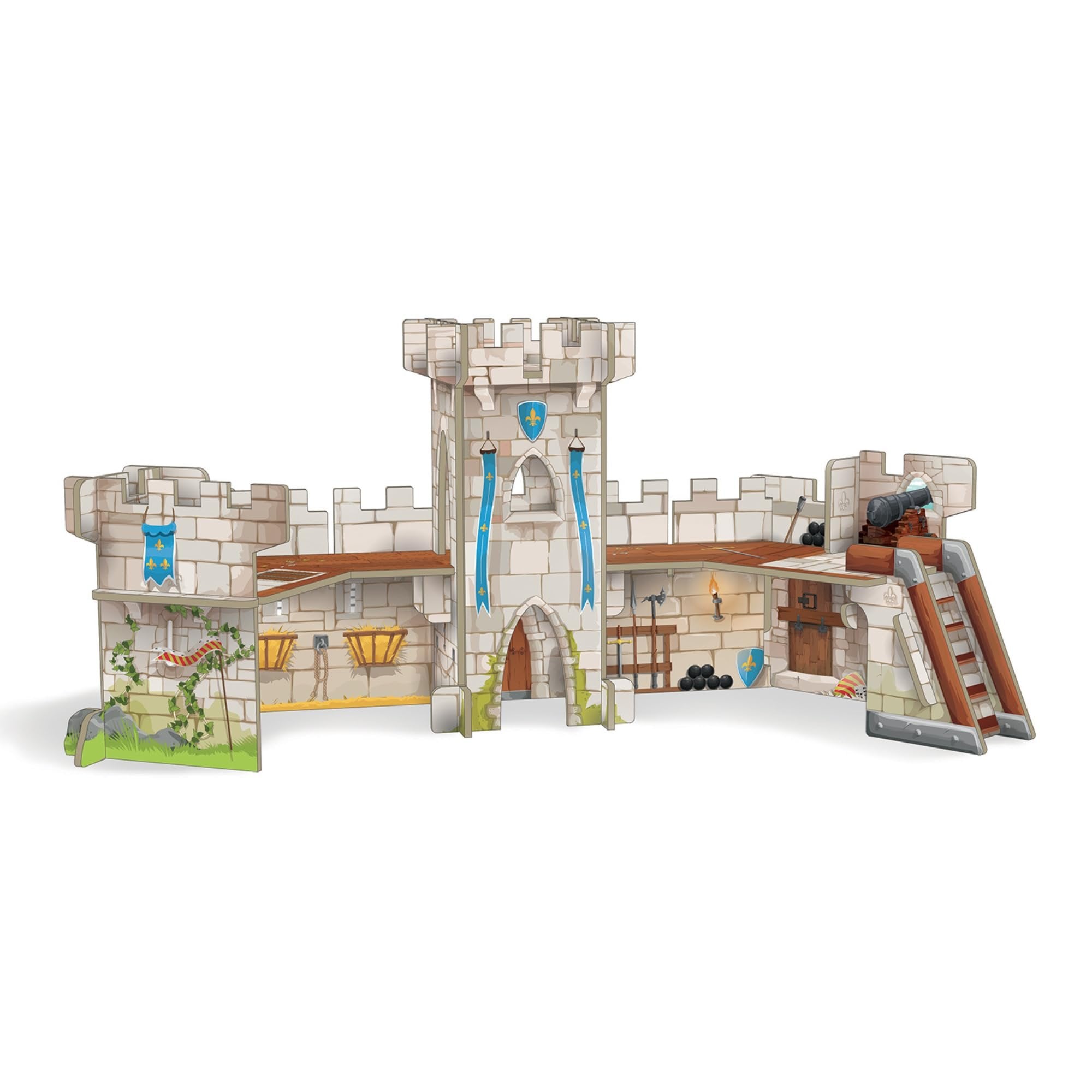 Papo Mini Knights Castle (33107) - Medieval Castle Toy Playset with Walls and Towers for Imaginative Play - Collectible Toy for Boys and Girls, Ages 3+