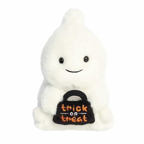 Aurora® Spooky Rolly Pet™ Glenice Ghost™ Stuffed Animal - Compact Size for On-The-Go Fun - Perfect for Halloween Decorations and Gifts - White 5 Inches