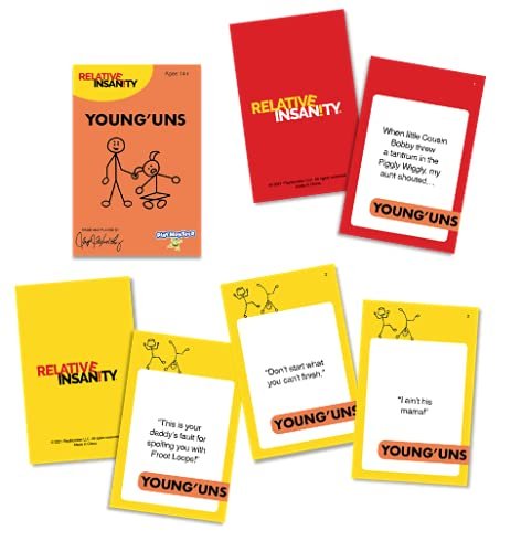 PlayMonster - Relative Insanity - Young Uns Game Expansion - Laugh Till You Drop Card Games for Adults, Designed by Comedian Jeff Foxworthy, 4-12 Players Ages 14+