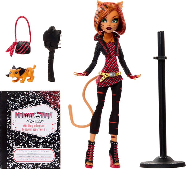 Monster High Boo-riginal Creeproduction Doll, Toralei Collectible Reproduction with Doll Stand, Diary, and Pet Saber-Tooth Tiger Sweet Fangs