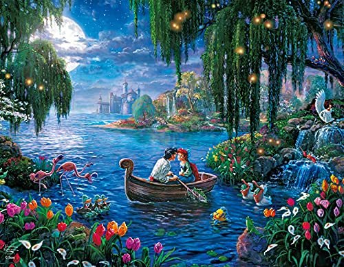 Ceaco - 4 in 1 Multipack - Thomas Kinkade - Disney Dreams Collection - Tangled, Mickey and Minnie Mouse, Dumbo, & The Little Mermaid - (4) 500 Piece Jigsaw Puzzles , Blue