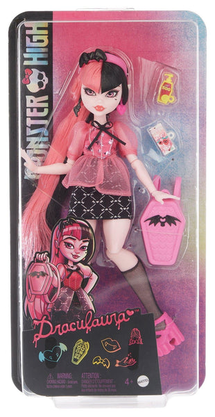 Monster High Draculaura Day Out Doll with Accessories, Articulated Poseable Fashion Doll, Vampire-Inspired Outfit & Themed Accessories, Ages 4+, HKY71