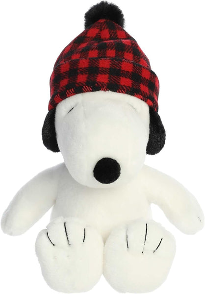 Aurora Festive Peanuts 2 Piece Plaid Plush Bundle, 10 inch Snoopy and 6 inch Woodstock