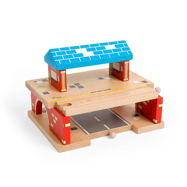 Bigjigs Rail, Overground Station, Wooden Toys, Bigjigs Train Accessories, Wooden Train Shed, Train Toys, Wooden Shed, Wooden Toys for 3 4 5 Year Olds