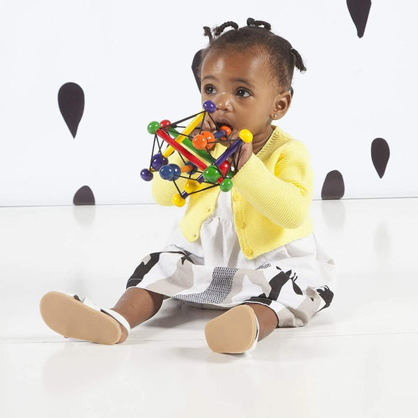 Manhattan Toy - Skwish Classic - A One of a Kind Wood Rattle and Teether Toy with Primary Colors, Ages 0+