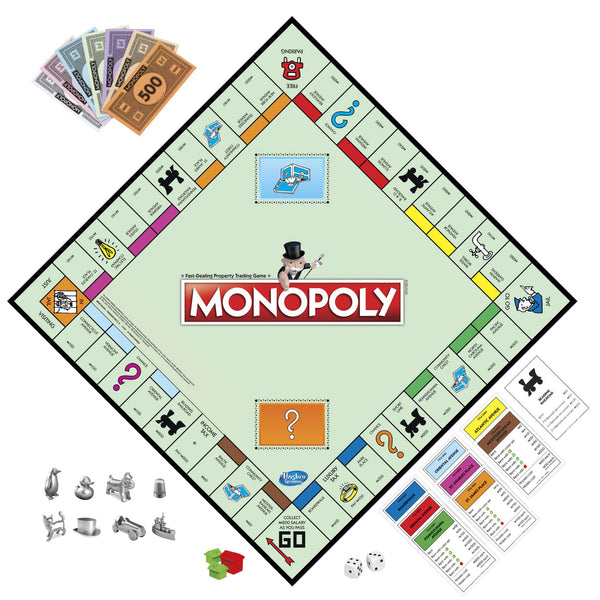 Monopoly Game, Family Board Games for 2 to 6 Players & Kids Ages 8 and Up, Includes 8 Tokens