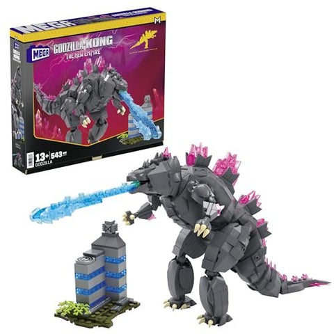 Mega Godzilla x Kong The New Empire Building Set Action Figure Godzilla with 543 Pieces and Accessories, 8 Inches Tall, for Adult Collectors, Ages 13+