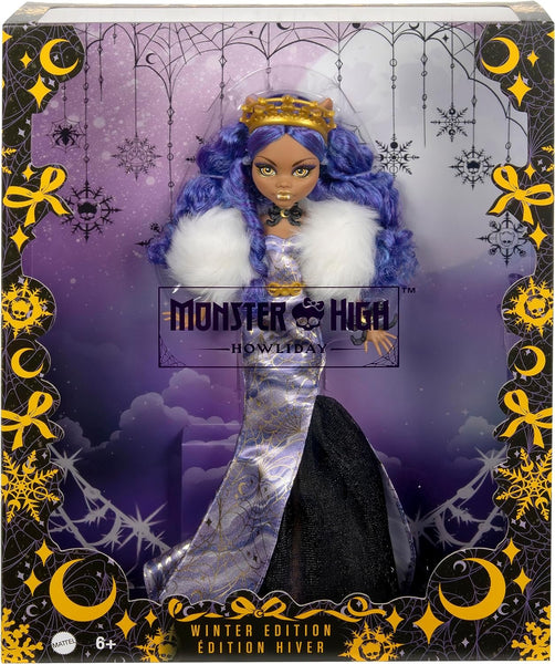 Monster High Howliday Winter Edition Clawdeen Wolf Doll Collectible in Icy Lavender Gown with Furry Boa & Accessories