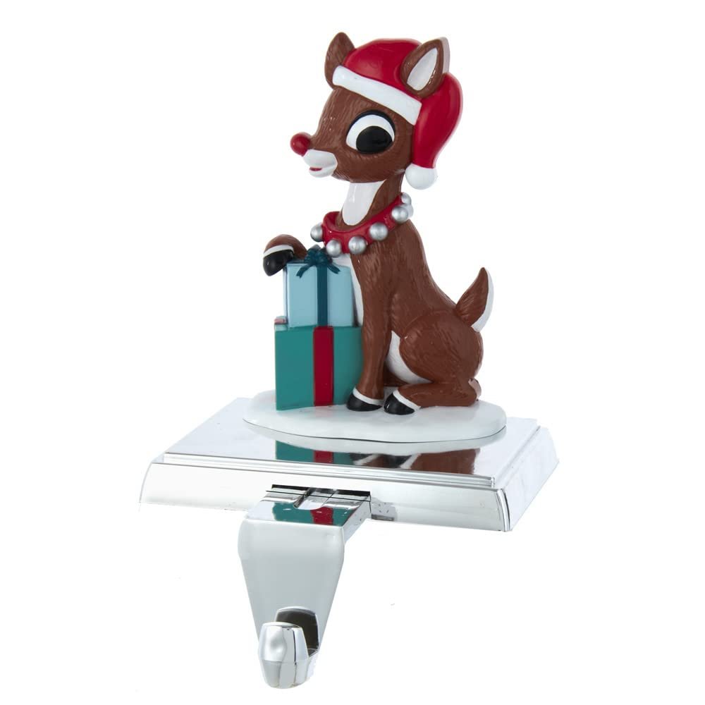 Kurt S. Adler 6.5-Inch Rudolph with Presents Stocking Holder