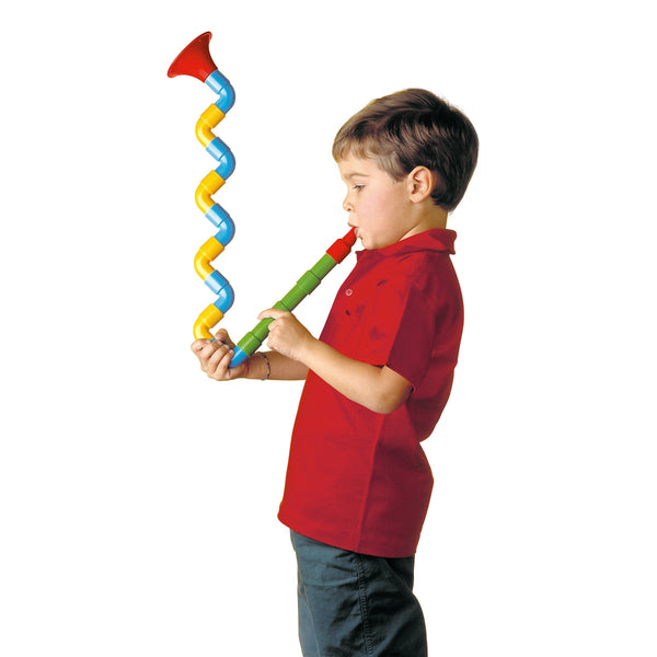 Quercetti Saxoflute - 16 Piece Build Your Own Instrument Toy, Tube Construction Musical Building Set, Toddler & Kids 2+