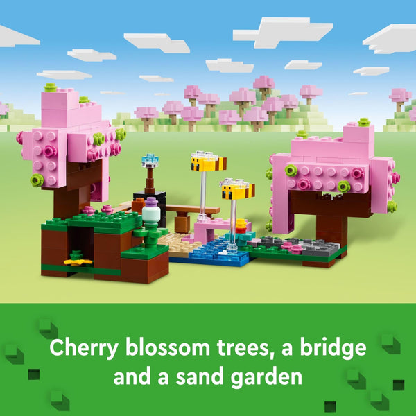 LEGO Minecraft The Cherry Blossom Garden, Video Game Toy for Kids, Building Set with 2 Minecraft Minifigures, Bees and a Sniffer Figure, Hands-on Minecraft Toy for Boys and Girls Ages 8 and Up, 21260
